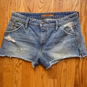 Joe's Cut-off distressed high rise jean shorts